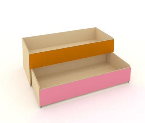 Детская кровать 2-х уровневая КД-2, Беж + Оранжевый + Розовый в Грозном - изображение