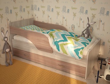 Детская кровать с ящиками Максимка, корпус Шимо светлый, фасад Шимо темный в Грозном - предосмотр