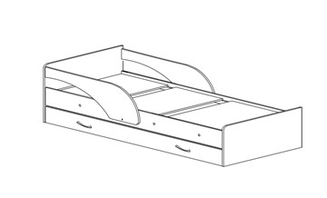 Кровать с бортиками Максимка, корпус Млечный дуб, фасад Оранжевый в Грозном - предосмотр 1
