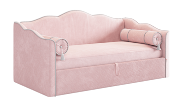 Детская кровать с подъемным механизмом Лея (Софа) 90х200 (нежно-розовый (велюр)/галька (велюр)) в Грозном