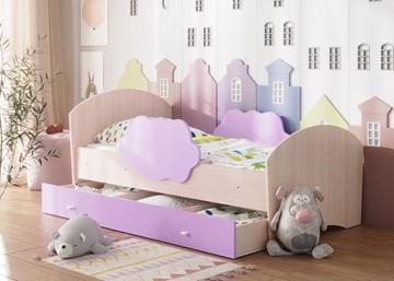 Детская кровать Тучка с ящиком, корпус Дуб млечный, фасад Ирис в Грозном