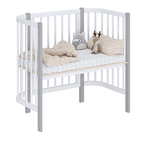 Кроватка приставная POLINI Kids Simple 105 Белый / Серый в Грозном - предосмотр 1