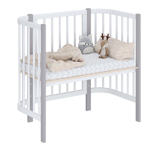 Кроватка приставная POLINI Kids Simple 105 Белый / Серый в Грозном - изображение 1