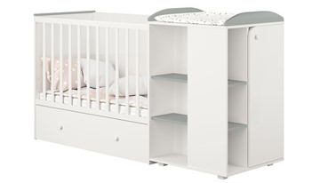 Кровать-трансформер детская с комодом POLINI Kids Ameli 800 Белый / Серый, серия AMELI в Грозном - предосмотр 1