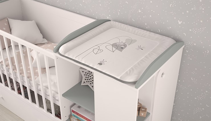 Кровать-трансформер детская с комодом POLINI Kids Ameli 800 Белый / Серый, серия AMELI в Грозном - изображение 3