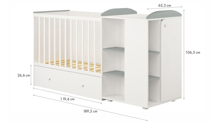 Кровать-трансформер детская с комодом POLINI Kids Ameli 800 Белый / Серый, серия AMELI в Грозном - изображение 4
