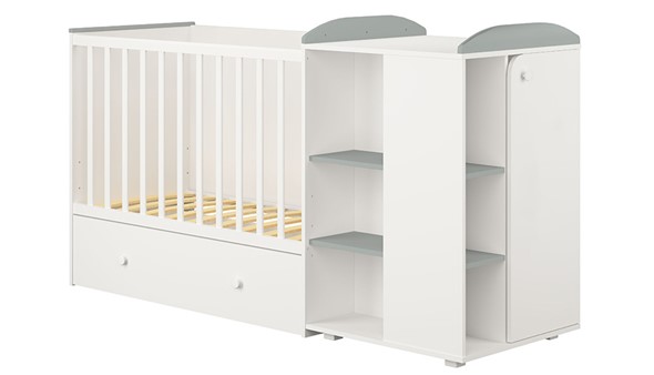 Кровать-трансформер детская с комодом POLINI Kids Ameli 800 Белый / Серый, серия AMELI в Грозном - изображение