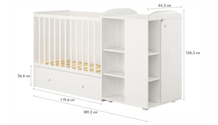 Кровать-трансформер детская с комодом POLINI Kids Ameli 800 Белый, серия AMELI в Грозном - изображение 4