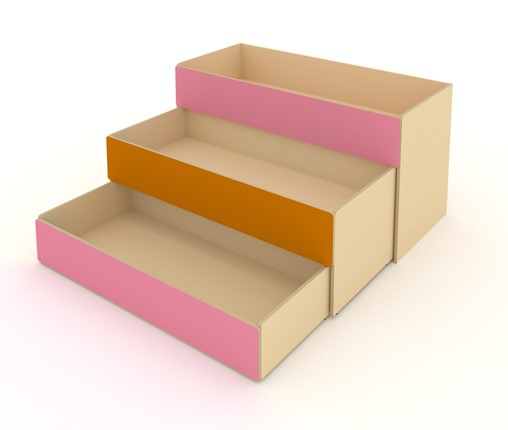 Кровать в детскую 3-х уровневая КД-3, Беж + Розовый + Оранжевый в Грозном - изображение