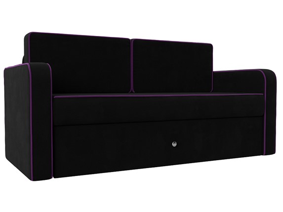 Диван Смарт, Черный/Фиолетовый (Микровельвет) в Грозном - изображение