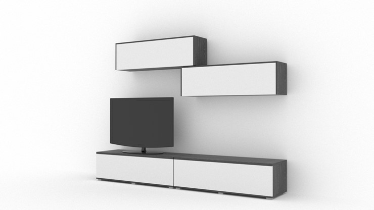Гостиный гарнитур Куб (Cube), цвет Белый софт, Черный ясень в Грозном - изображение 1