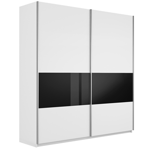 Шкаф двухдверный Широкий Прайм (ДСП / Черное стекло) 2200x570x2300, Белый снег в Грозном - предосмотр