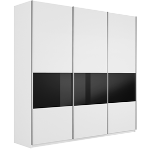 Шкаф 3-створчатый Широкий Прайм (ДСП / Черное стекло) 2400x570x2300, Белый снег в Грозном