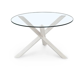 Круглый столик Оникс-3, Выбеленный дуб/Прозрачное стекло в Грозном