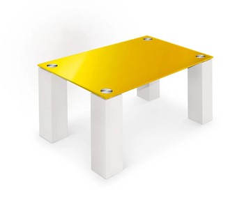Стеклянный столик в зал Колизей-8, белый/желтое стекло в Грозном