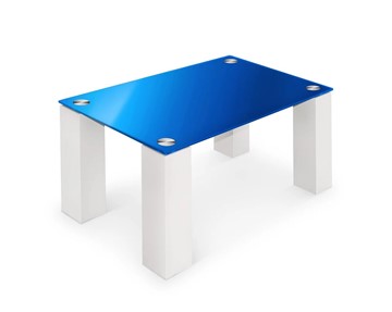Стеклянный столик Колизей-8, белый/синее стекло в Грозном