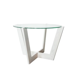 Круглый столик Оникс-10, Выбеленный дуб/Прозрачное стекло в Грозном