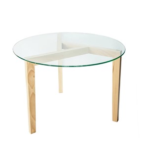 Стеклянный столик в гостиную Оникс-7, Натуральный массив/Прозрачное стекло в Грозном