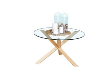 Круглый стол Оникс-3, Натуральный массив/Прозрачное стекло в Грозном - предосмотр 1