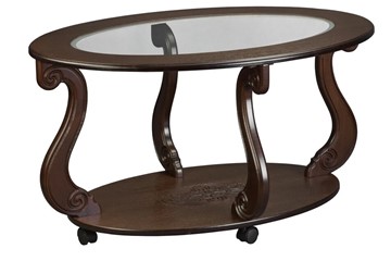 Стеклянный столик Овация-С, на колесах, темно-коричневый в Грозном