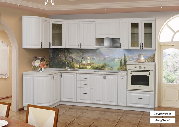 Кухня угловая Веста 1330х2800, цвет Сандал белый в Грозном - изображение