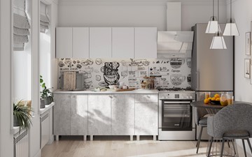 Кухонный гарнитур КГ-1 1800, белый/белый/цемент светлый/антарес в Грозном