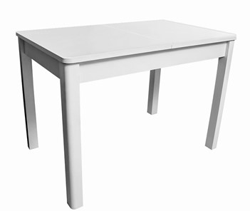 Кухонный стол раскладной Айсберг-07 СТ1, белое ЛДСП/стекло белое/прямые массив белый в Грозном