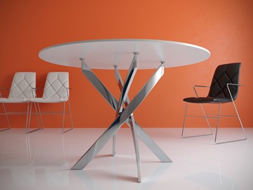 Стол обеденный Kenner R1000 (Хром/Стекло белое глянец) в Грозном - предосмотр 1