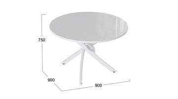 Кухонный стол Diamond тип 2 (Белый муар/Белый глянец) в Грозном - предосмотр 1