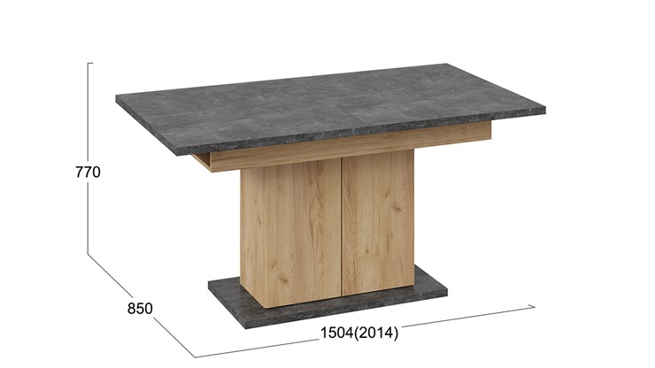 Кухонный раскладной стол Детройт тип 1 (Дуб Крафт золотой/Ателье) в Грозном - изображение 4