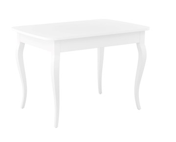 Кухонный раздвижной стол Dikline M110 Белый/стекло белое сатин/ножки MC белые в Грозном