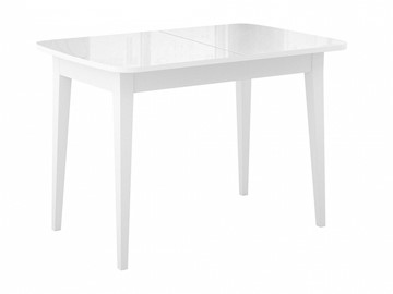 Кухонный стол раскладной Dikline M110 Белый/стекло белое глянец/ножки MM белые в Грозном