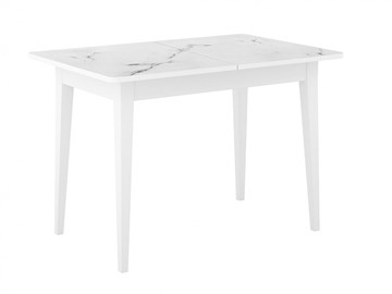 Кухонный раскладной стол Dikline M110 Белый/стекло белый мрамор сатин/ножки MM белые в Грозном