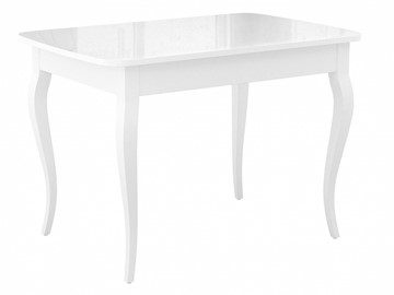 Кухонный раздвижной стол Dikline M120 Белый/стекло белое глянец/ножки MC белые в Грозном