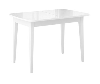 Кухонный раздвижной стол Dikline M120 Белый/стекло белое глянец/ножки MM белые в Грозном