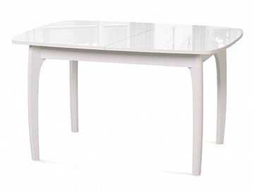 Кухонный стол раскладной Dikline M20 стекло белое/ножки белые в Грозном
