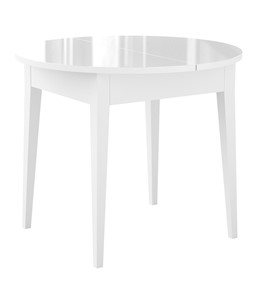 Кухонный раздвижной стол Dikline MR100 Белый/стекло белое глянец/ножки MM белые в Грозном