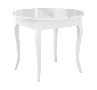Кухонный раздвижной стол Dikline MR100 Белый/стекло белое глянец/ножки MC белые в Грозном