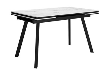 Кухонный раздвижной стол DikLine SKA125 Керамика Белый мрамор/подстолье черное/опоры черные (2 уп.) в Грозном
