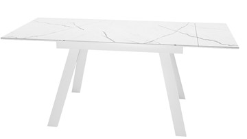 Обеденный раздвижной стол DikLine SKM140 Керамика Белый мрамор/подстолье белое/опоры белые (2 уп.) в Грозном - предосмотр 1