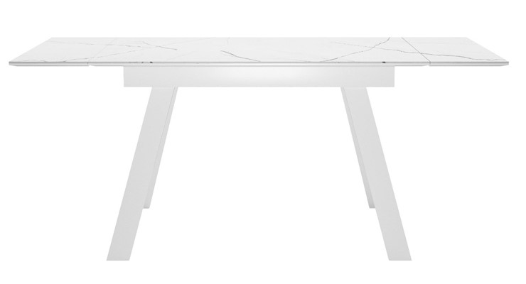 Обеденный раздвижной стол DikLine SKM140 Керамика Белый мрамор/подстолье белое/опоры белые (2 уп.) в Грозном - изображение 2