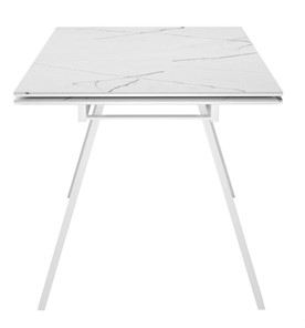 Обеденный раздвижной стол DikLine SKM140 Керамика Белый мрамор/подстолье белое/опоры белые (2 уп.) в Грозном - предосмотр 3