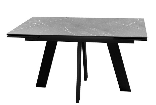 Стол раздвижной DikLine SKM140 Керамика серый мрамор/подстолье черное/опоры черные (2 уп.) в Грозном - изображение 1