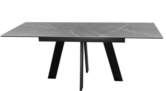 Стол раздвижной DikLine SKM140 Керамика серый мрамор/подстолье черное/опоры черные (2 уп.) в Грозном - изображение 2