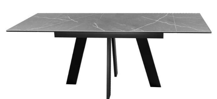 Стол раздвижной DikLine SKM140 Керамика серый мрамор/подстолье черное/опоры черные (2 уп.) в Грозном - изображение 4