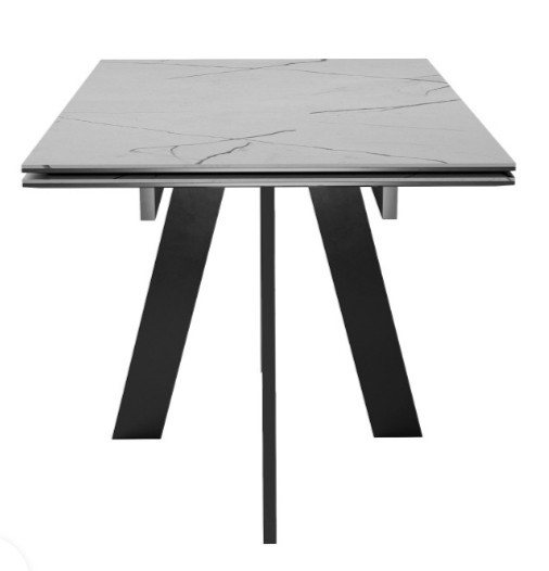 Стол раздвижной DikLine SKM140 Керамика серый мрамор/подстолье черное/опоры черные (2 уп.) в Грозном - изображение 5