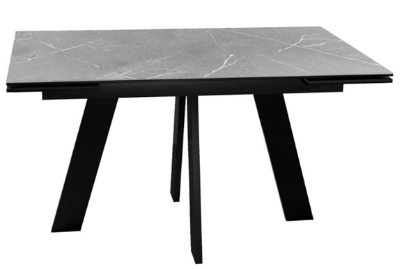Стол раздвижной DikLine SKM140 Керамика серый мрамор/подстолье черное/опоры черные (2 уп.) в Грозном - изображение