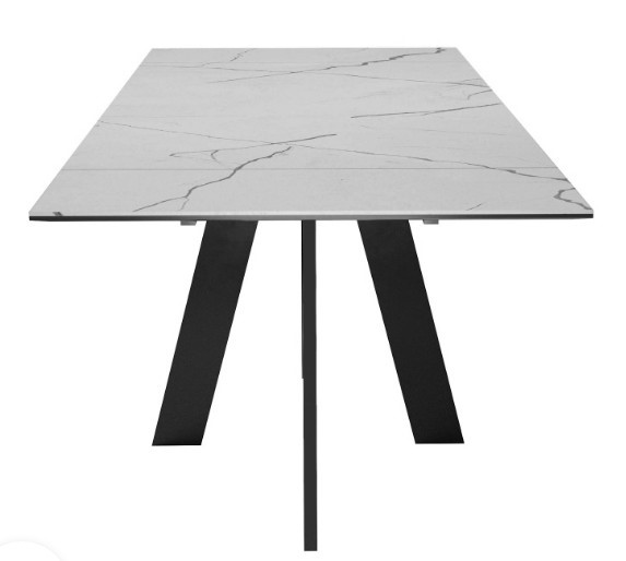 Стол раздвижной DikLine SKM140 Керамика серый мрамор/подстолье черное/опоры черные (2 уп.) в Грозном - изображение 6