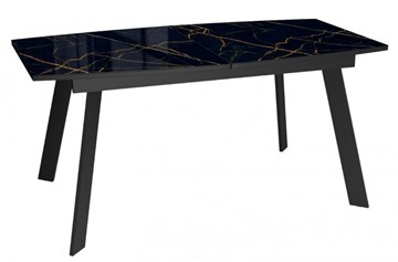 Кухонный стол раздвижной Dikline XLS160 мрамор черный глянец/ножки черные в Грозном