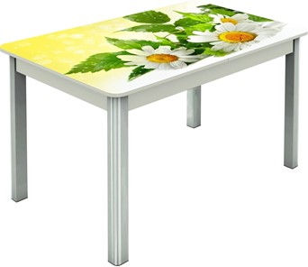 Раздвижной стол Гамбург исп.2 ноги метал. крашеные №23, Фотопечать (Цветы №3) в Грозном